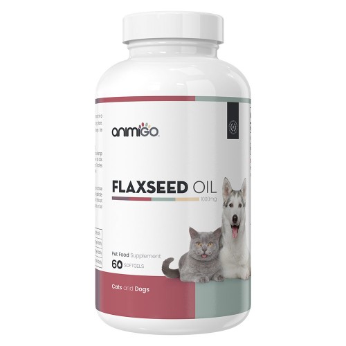Aceite de linaza - Suplemento natural para alergias y bienestar para gatos y Perros - 60 cápsulas blandas - Animigo