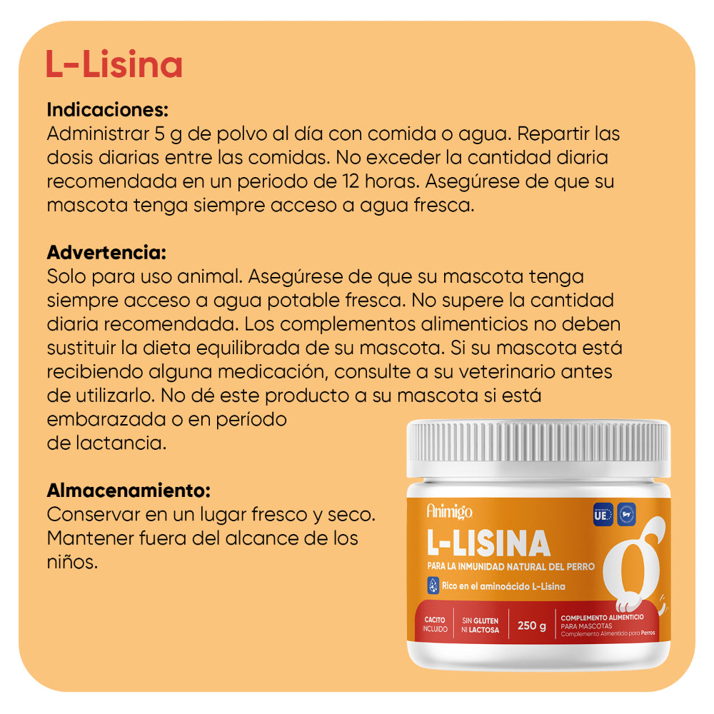 L-lisina el polvo para perros 250 g