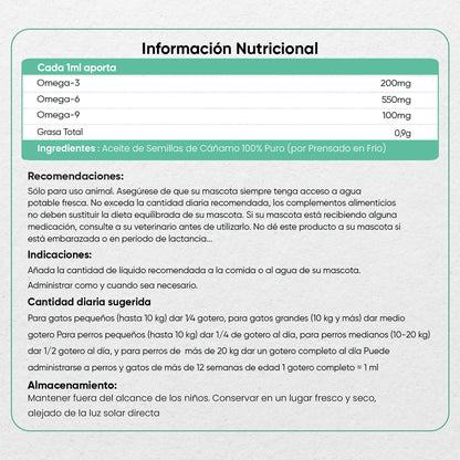 Aceite de Cáñamo para Perros y Gatos