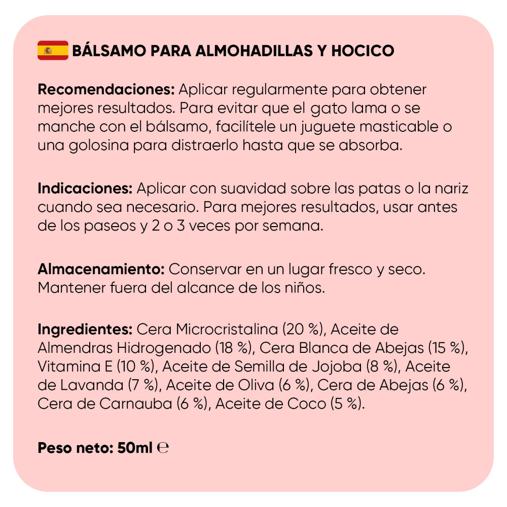 Bálsamo para almohadillas y hocico para gatos 50 ml