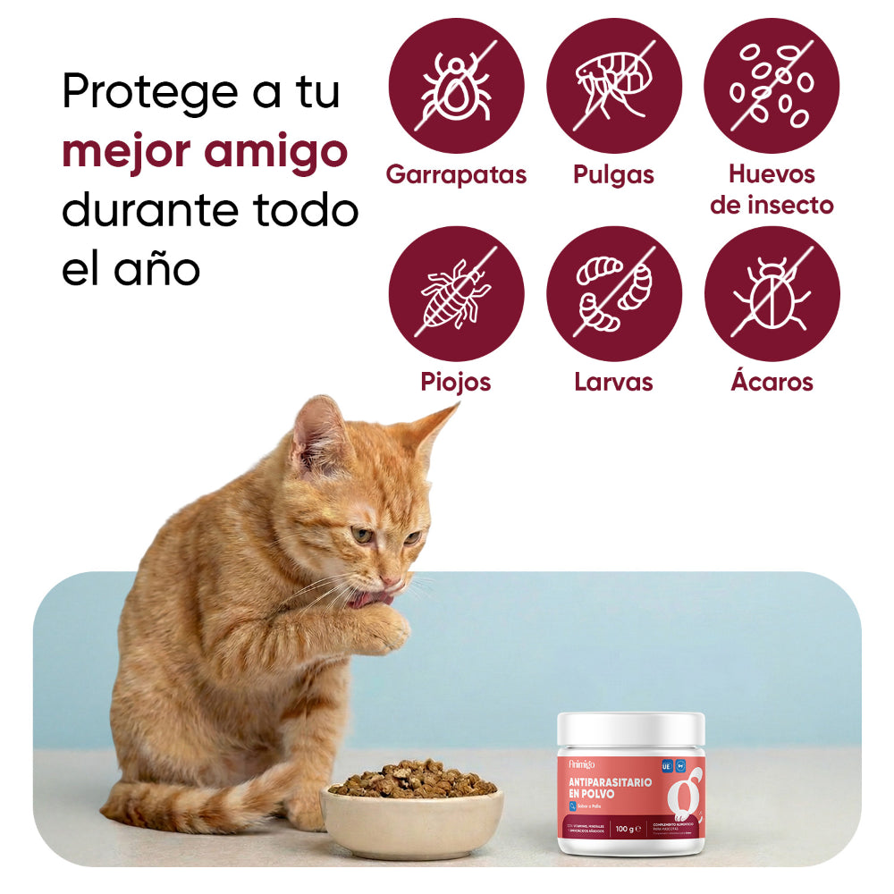 Antiparasitario en polvo para gatos 100gm
