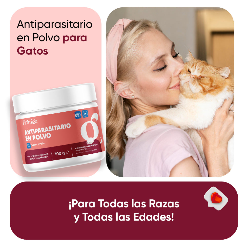 Antiparasitario en polvo para gatos 100gm