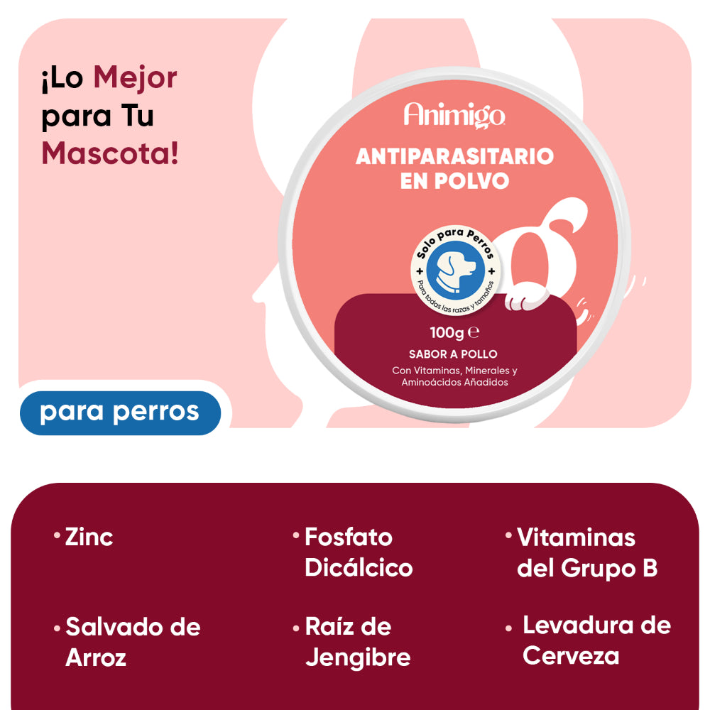 Antiparasitario en polvo para gatos para perros 100 g