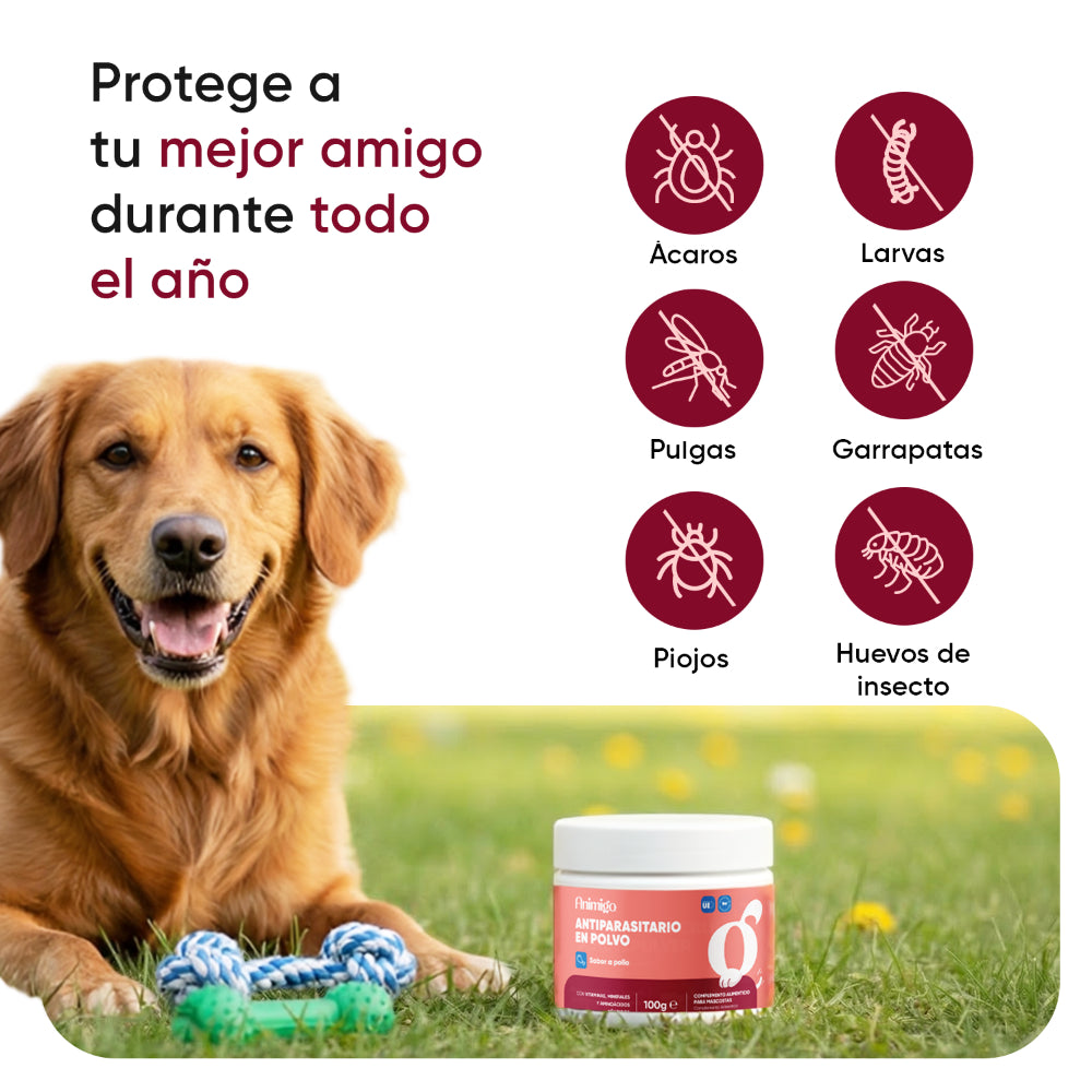 Antiparasitario en polvo para gatos para perros 100 g