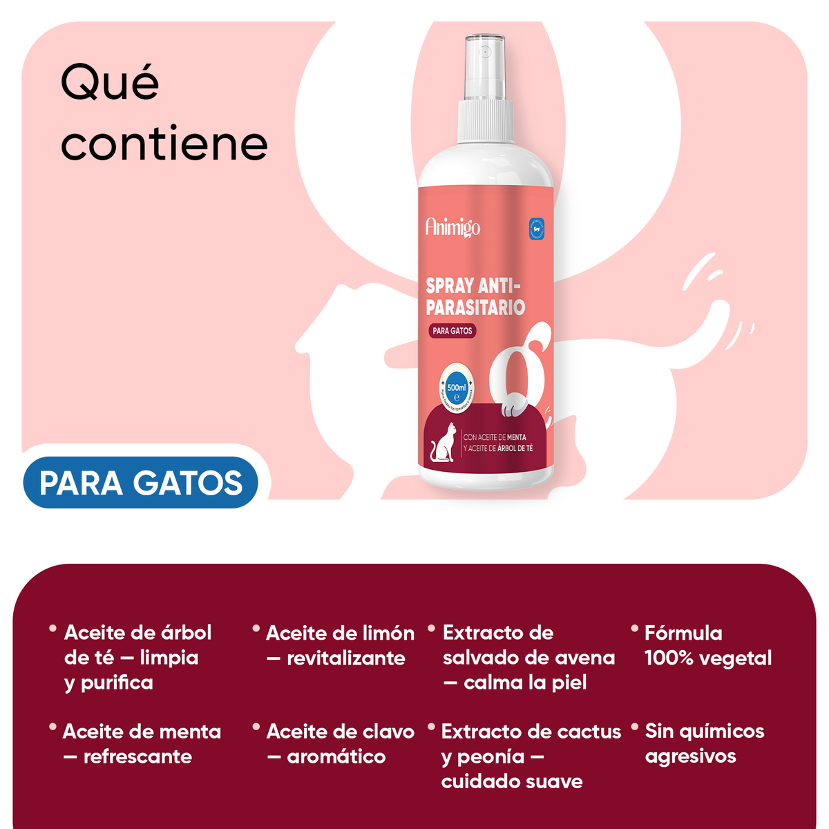 Spray antipulgas y antigarrapatas para gatos 500 ml