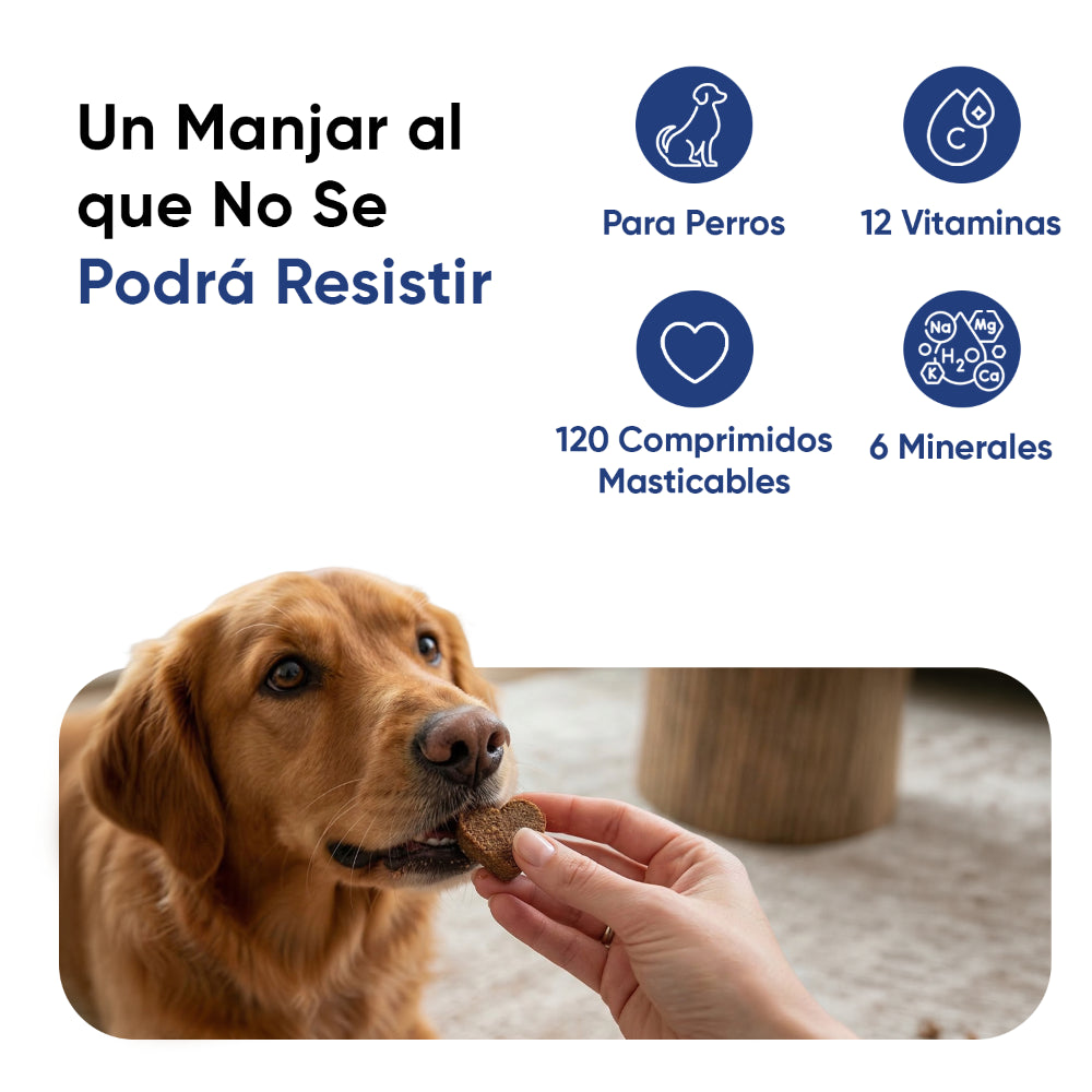 Multivitaminas y minerales para perros, 120 chuches blandas