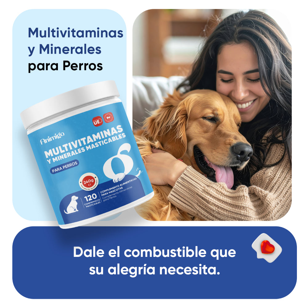 Multivitaminas y minerales para perros, 120 chuches blandas