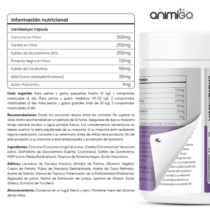 Información nutricional suplemento para cadera y huesos